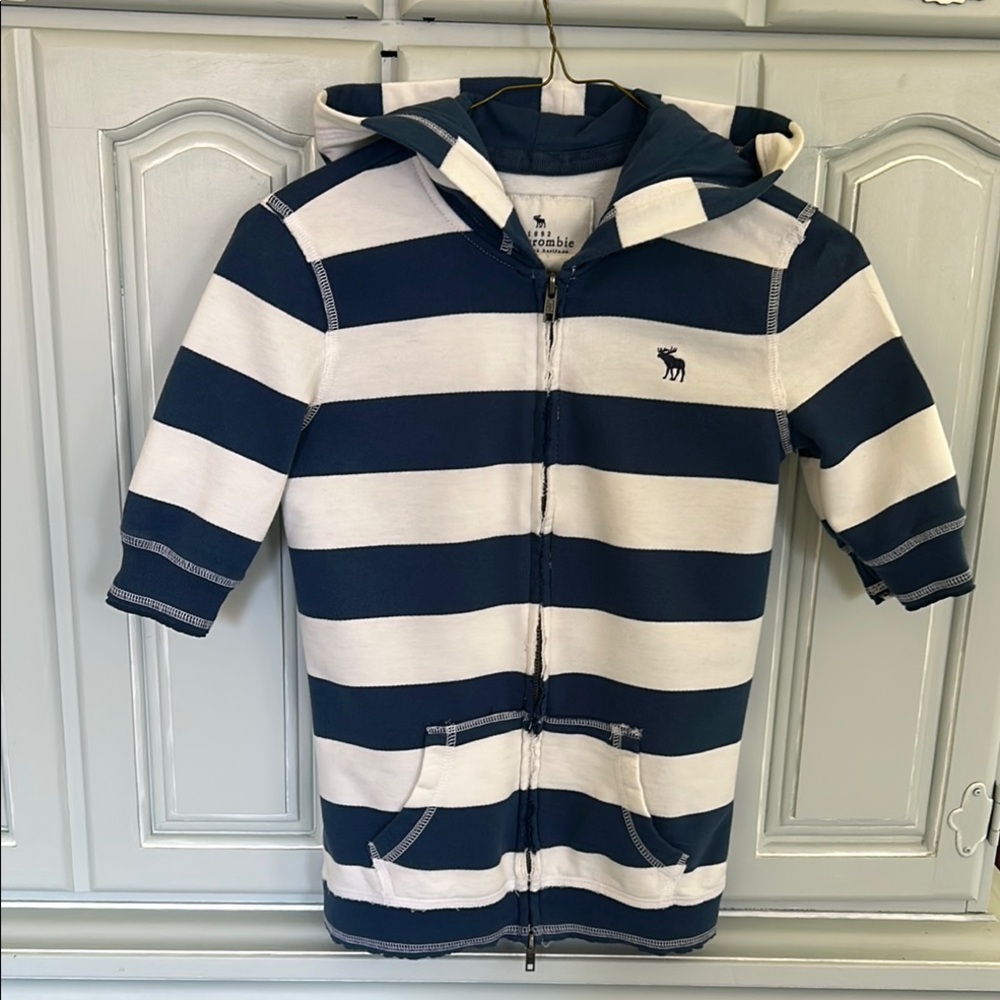 Kids Striped Hoodie - Navy and White